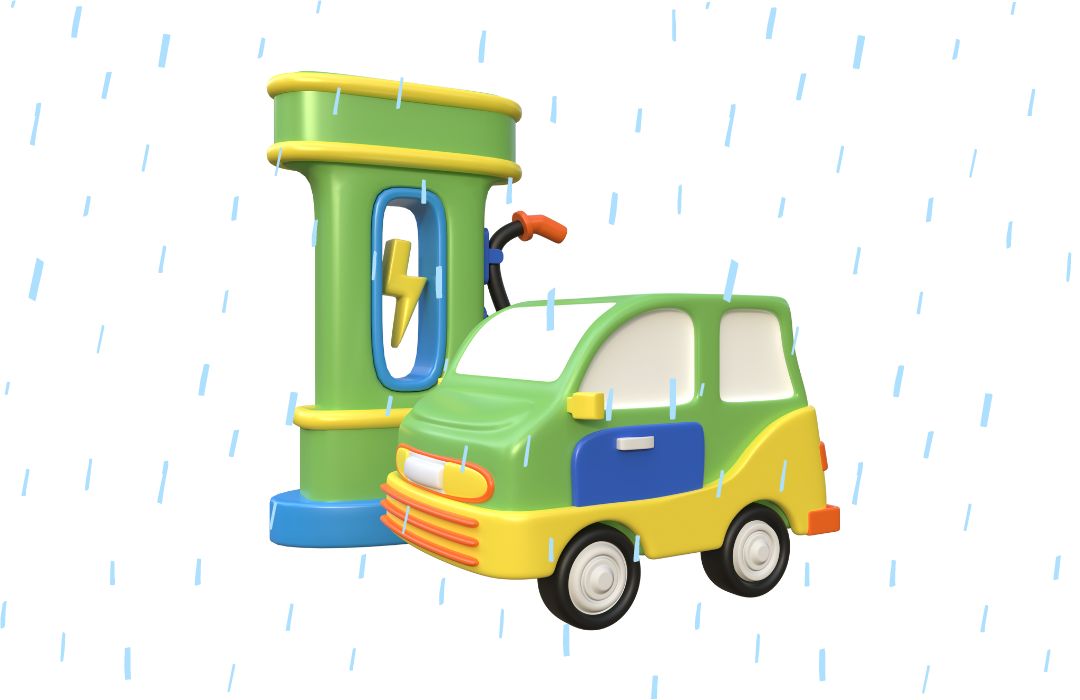 carregar carro chuva